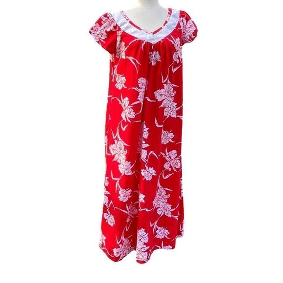 Vintage Hilo Hattie Womens Hawaiian Maxi Dress Mu Mu Loungewear Porch Dress - Picture 4 of 12